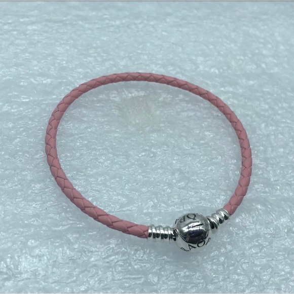 Pandora,” 22CM Single Pink Braided Leather Clasp “ 22CM/8.66Inches Brace… - Picture 2 of 3